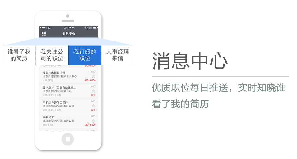 優(yōu)質(zhì)職位每日推送，實時知曉誰看了我的簡歷
